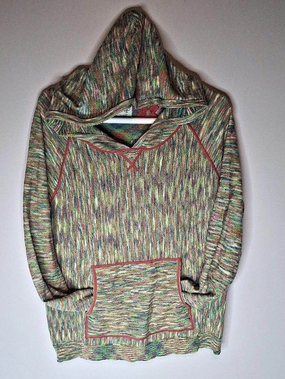 Field of Flower Multicolor Hooded Sweater Size Large Like New